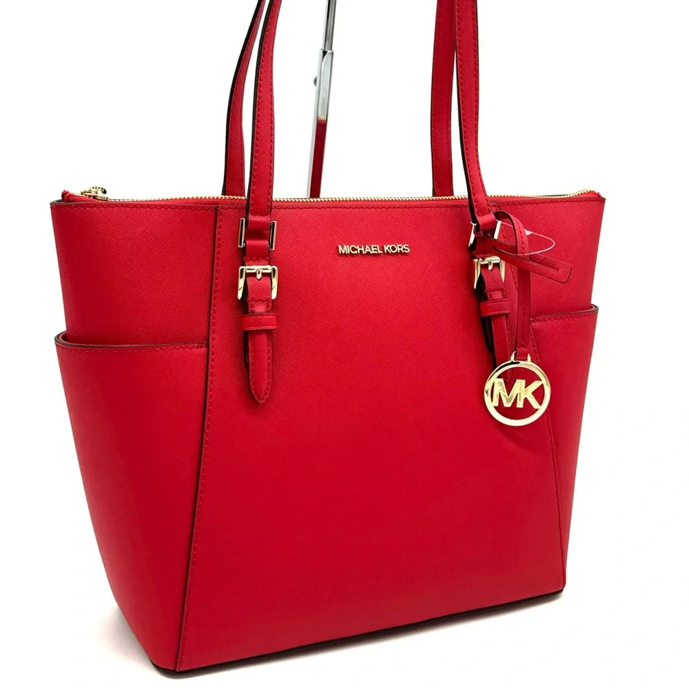 Michael Kors Large Charlotte TZ Tote Bag Bright Red - Picture 4 of 10